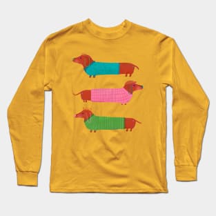 Triple Dachshund Wiener Dog Art Long Sleeve T-Shirt